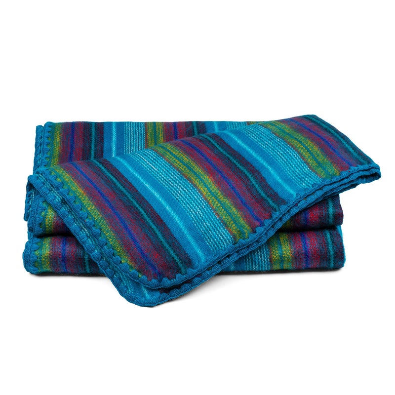 QISU Alpaca Wool Blanket Throw | Large, Beautiful, Warm, Variegated | 85 x 65 inches | Ultra-Soft, Hypoallergenic and Breathable | Non-Itchy or Scratchy Fabric (Blue Variegated) - Image 3